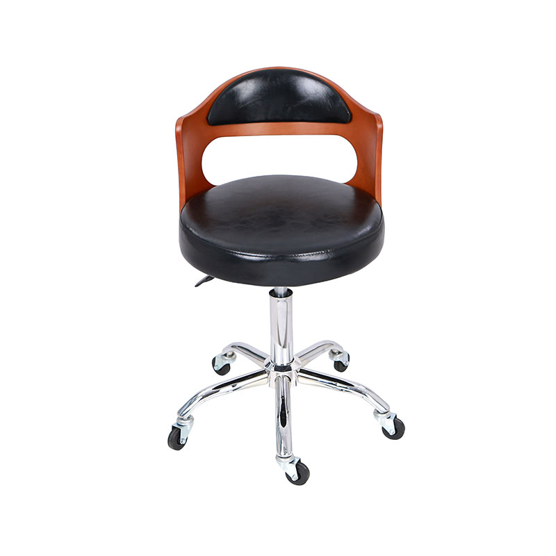 HZ8828 Musta istuin puisella selkänojalla kääntyvä salonkijakkara