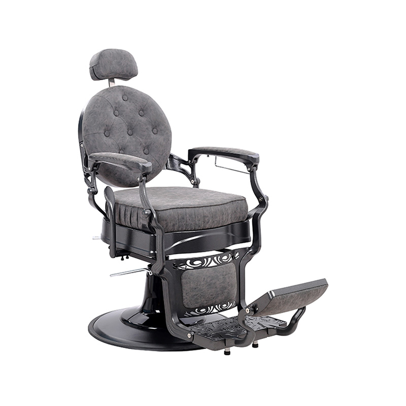 HZ8799M Harmaa neliömäinen tyyny hydraulinen retro kampaamotuoli